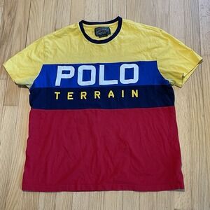 Vtg Polo Country Ralph Lauren Terrain Striped Multicolor T-Shirt Mens Medium